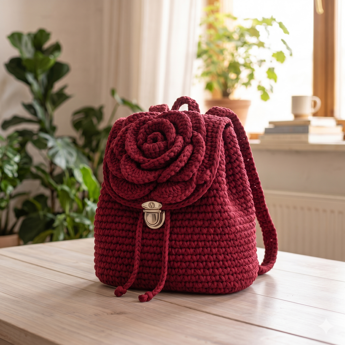 Crochet Rose Backpack Pattern | DIY Handmade Backpack | Crochet Rose Bag Tutorial | Instant Download Pattern