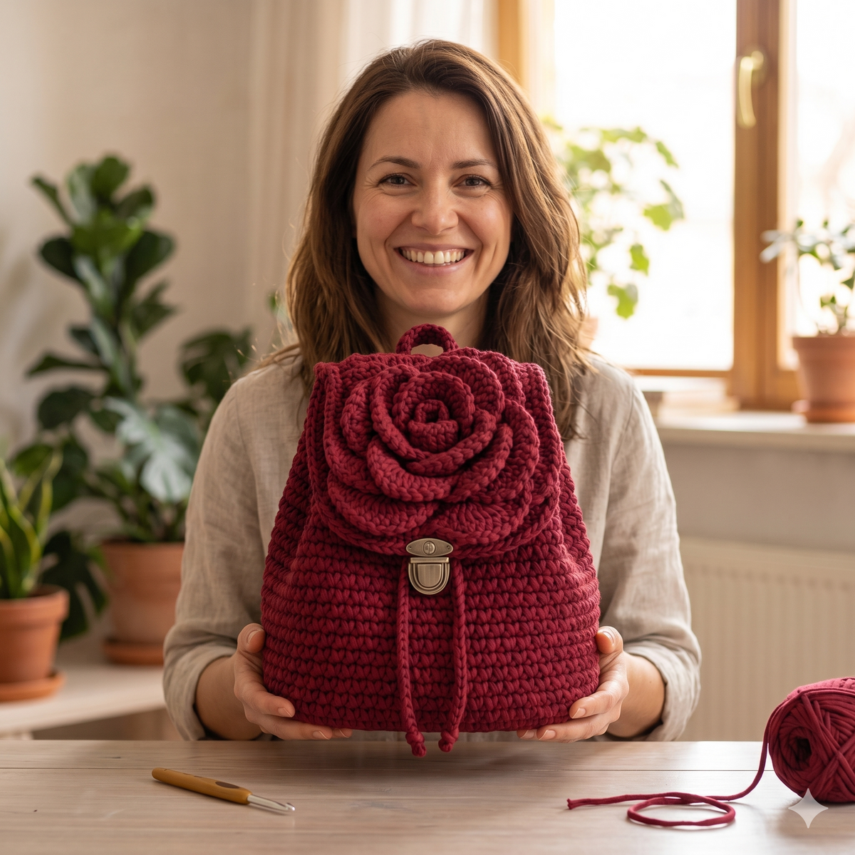 Crochet Rose Backpack Pattern | DIY Handmade Backpack | Crochet Rose Bag Tutorial | Instant Download Pattern