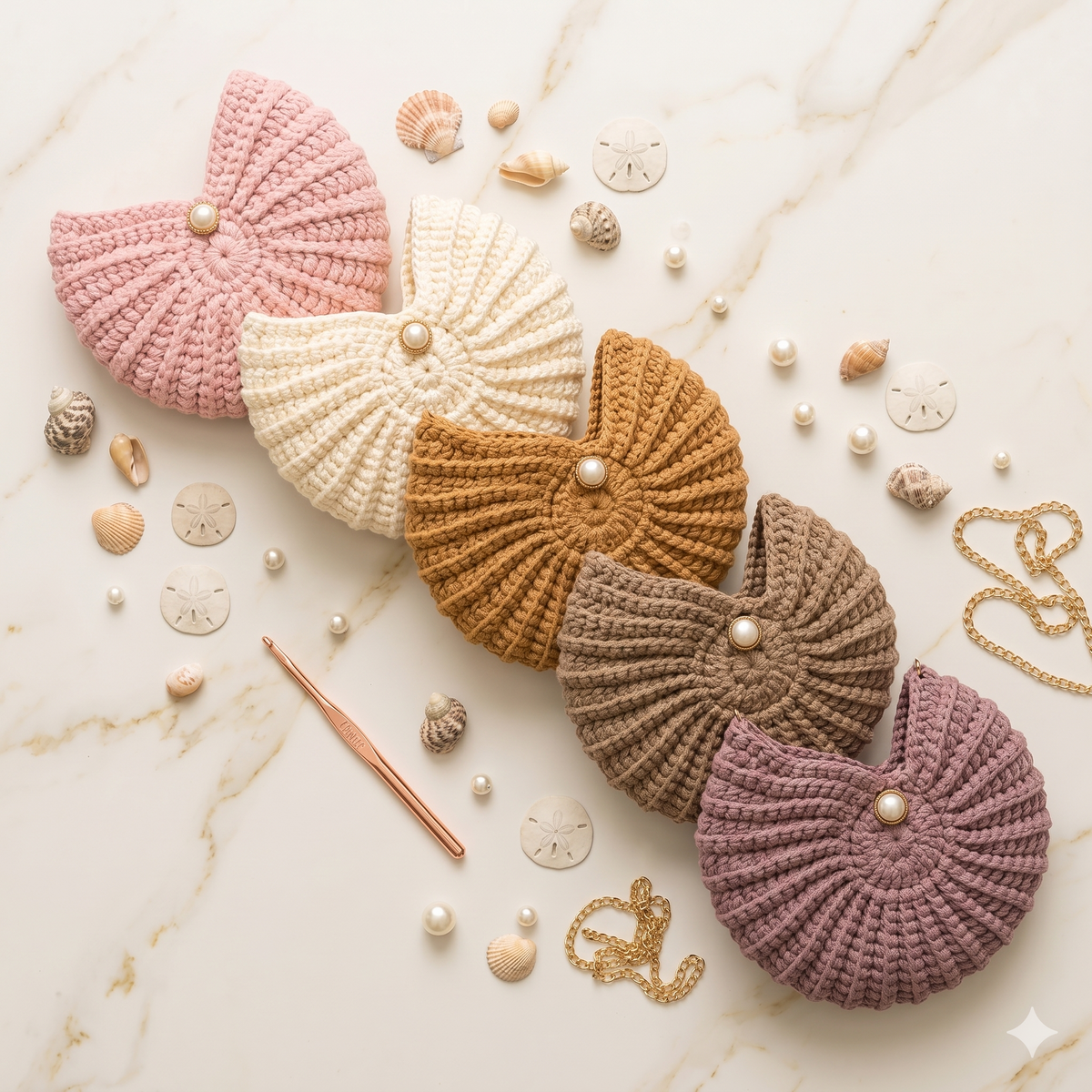 Seashell Crochet Bag Pattern | Nautilus Shell Crossbody Purse PDF (No Sew)