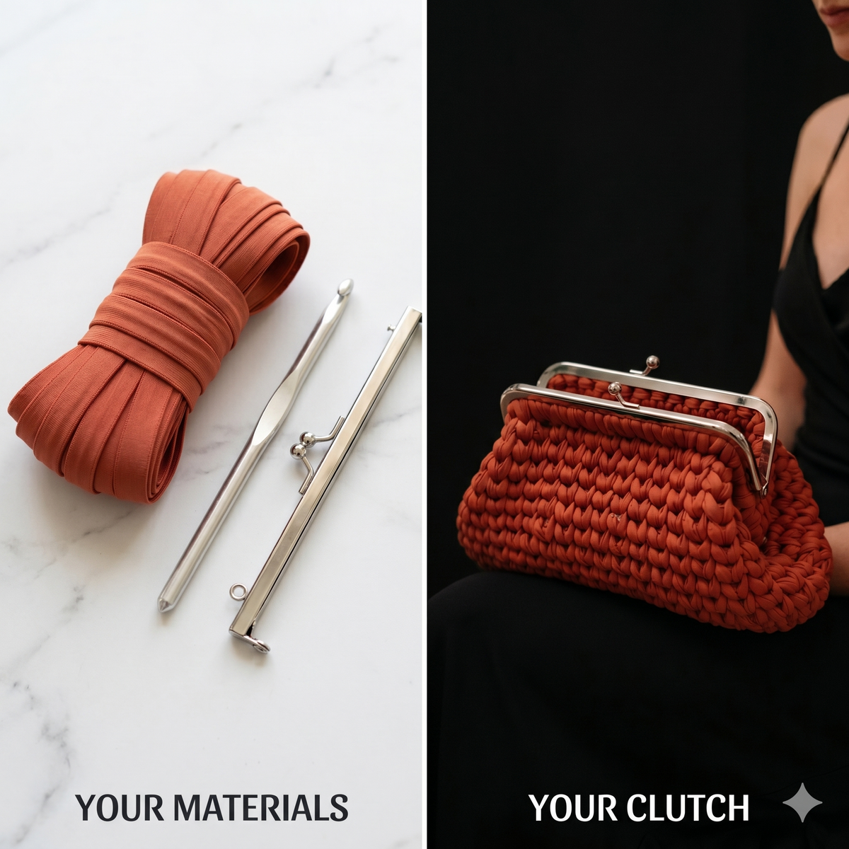 Easy Crochet Clutch Pattern with Frame | Beginner Click Clack Bag | Small Structured Purse PDF Tutorial