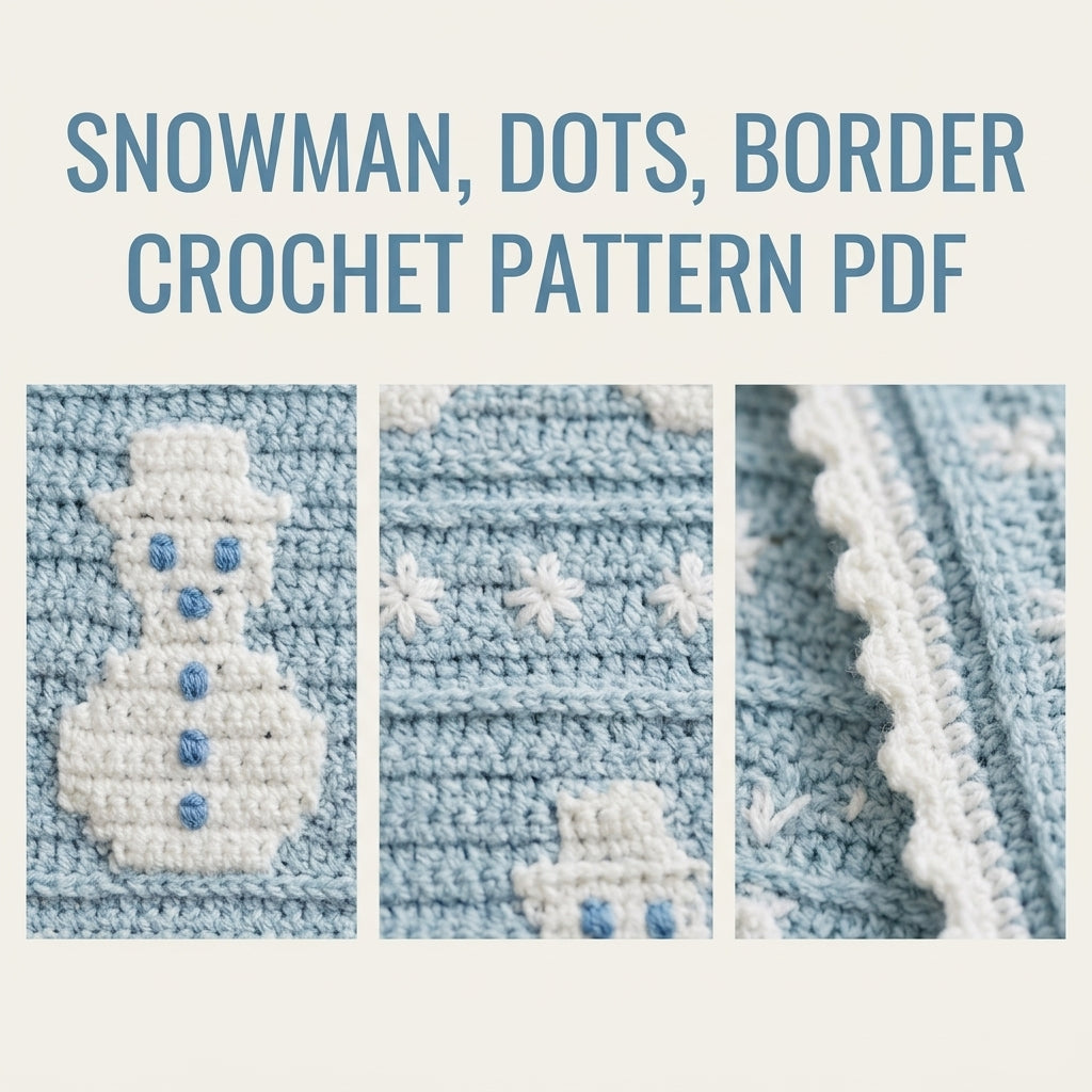 Snowman Crochet Blanket Pattern PDF – Winter Tapestry Crochet Throw in Ice Blue and White