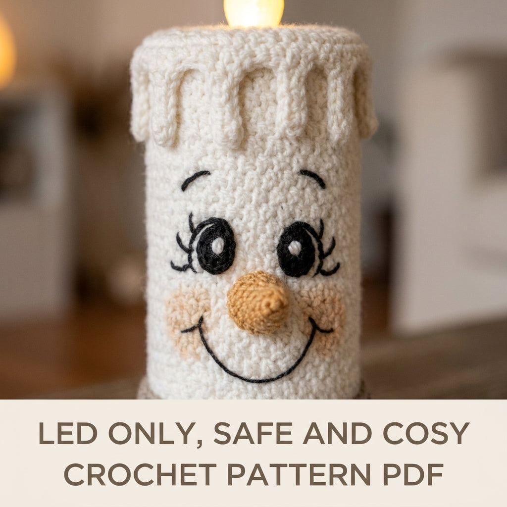 Snowman Candle Cozy Set Crochet Pattern PDF – LED Candle Covers