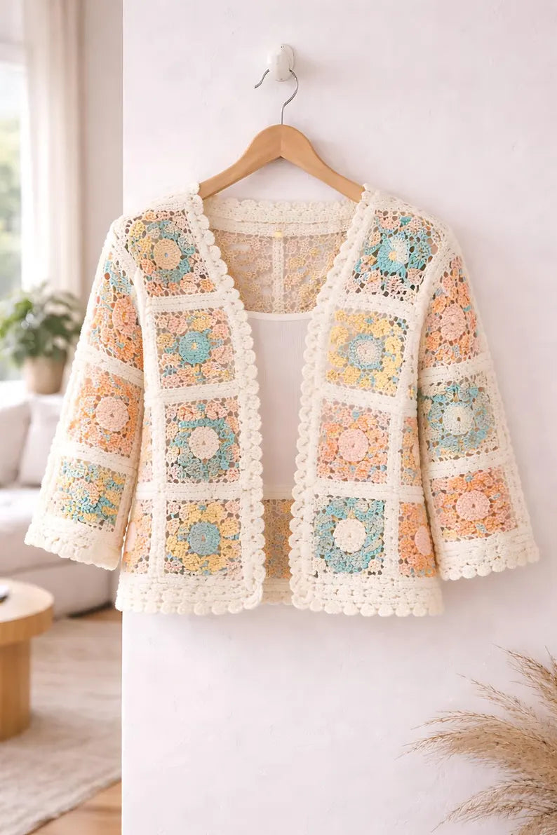 Crochet Cardigan pattern pdf ,Summer Circles Jacket, Easy Granny sweater-XS-3XL, crochet cardigan Easy guide, Cardigan Pattern Tutorial