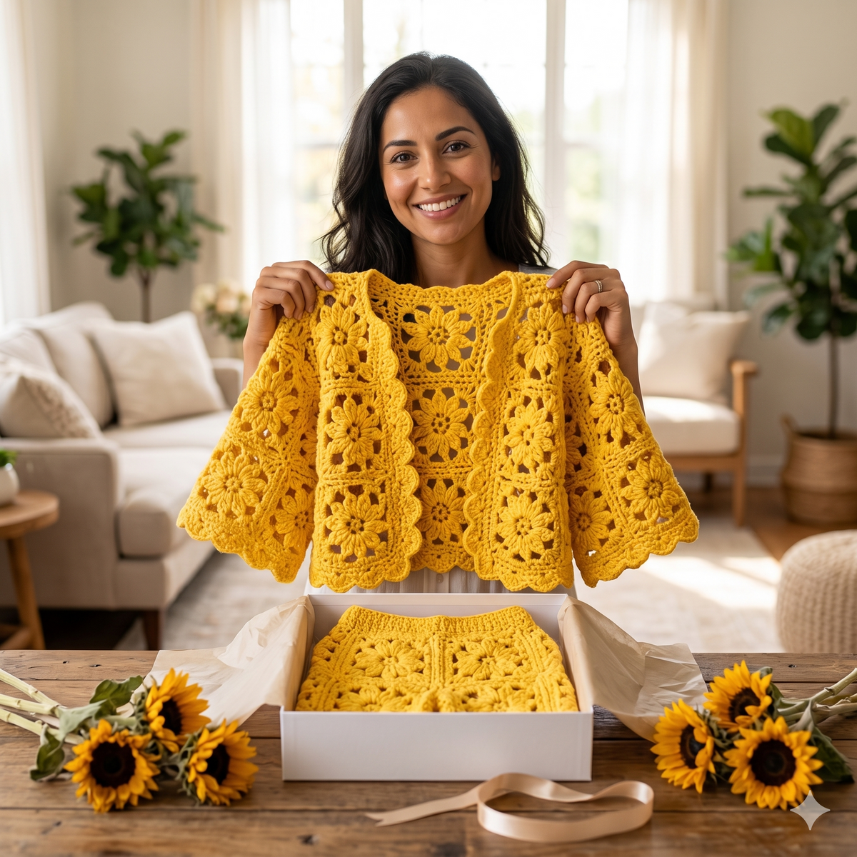 Crochet Summer Outfit Pattern Kids Granny Square Set Cardigan Shorts Boho Clothing