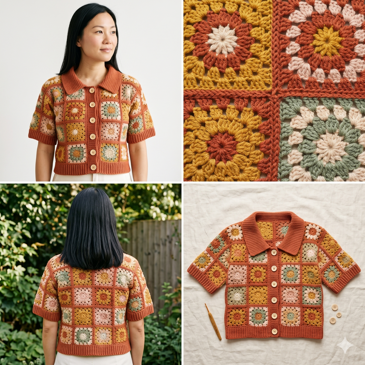 Granny Square T-Shirt Crochet Pattern | Boho Crochet Top PDF | Beginner Friendly Summer Shirt
