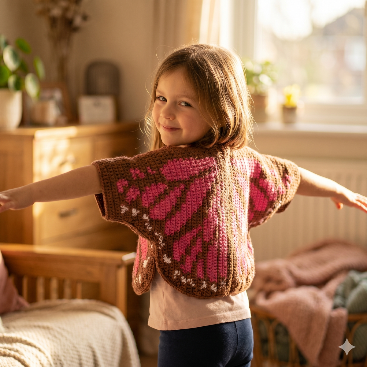 Crochet Butterfly Cardigan: Tapestry Chart, Newborn to 14 Years (PDF Pattern)