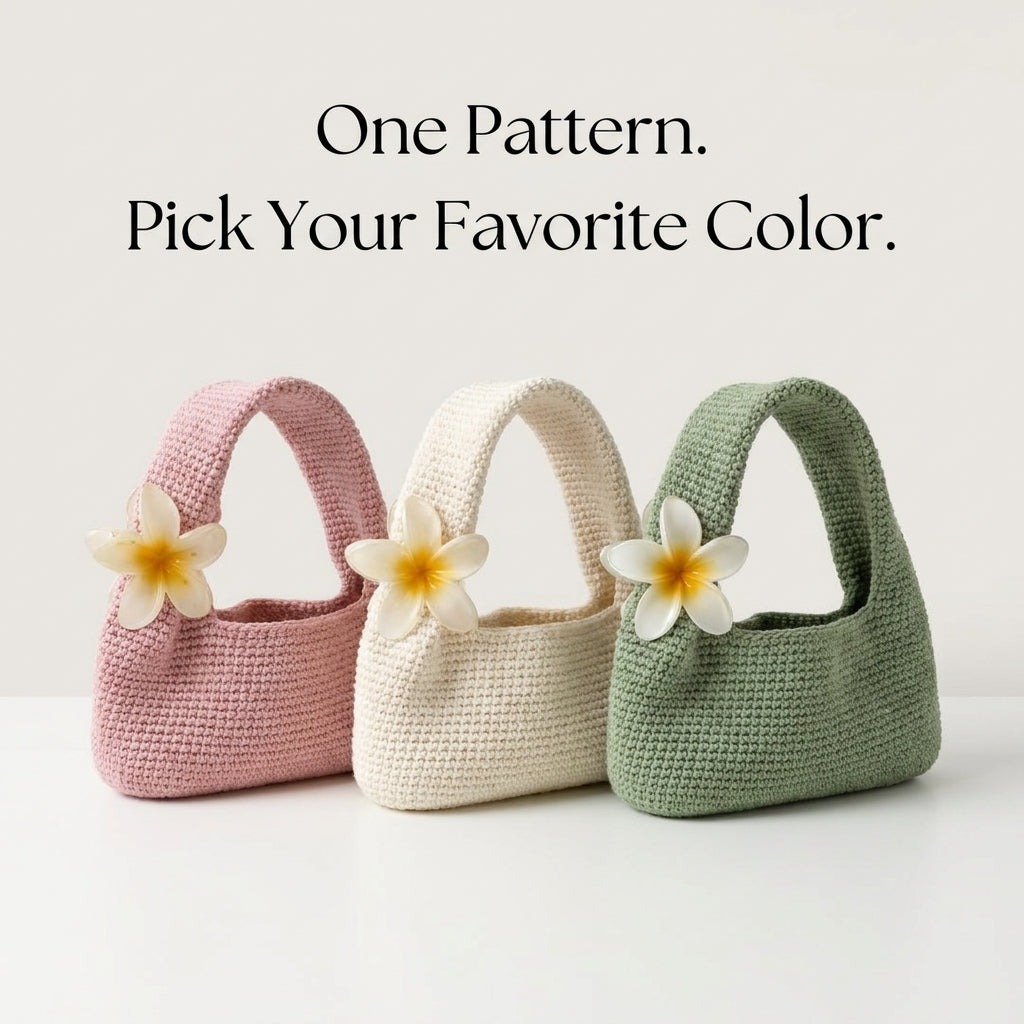 Mini Shoulder Bag Crochet Pattern | Curved Baguette Bag with Chunky Handle | Beginner Crochet Purse | PDF Instant Download