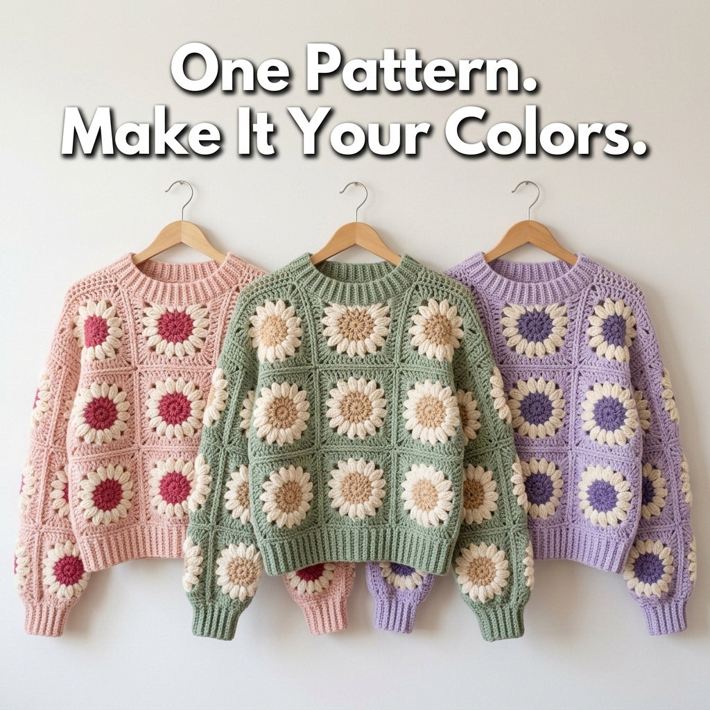 Patchwork Granny Square Hoodie – Crochet Pattern PDF