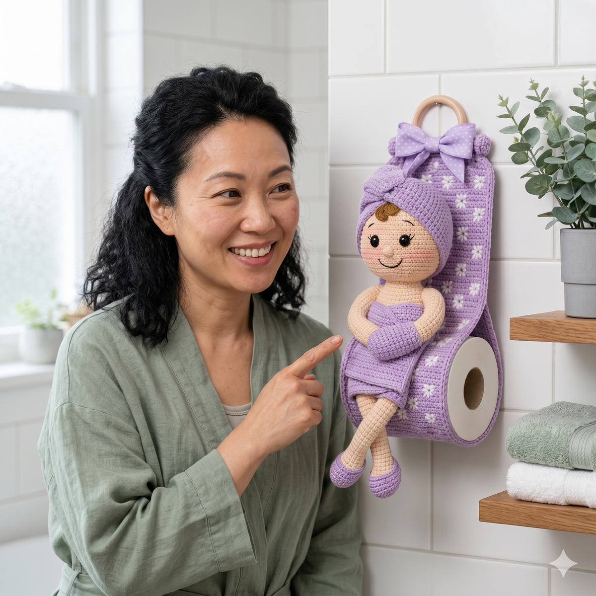 Crochet Toilet Paper Holder Doll PDF Pattern | Amigurumi Bathroom Decor | Crochet Toilet Paper Roll Holder Pattern