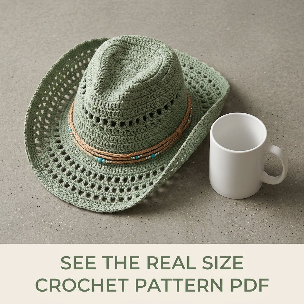 Sage Lace Summer Western Hat Crochet Pattern PDF – Sage Lace Cowboy Hat