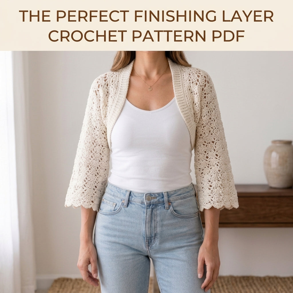 Lace Bolero Shrug Crochet Pattern PDF – Cropped Lace Shrug with Bell Sleeves