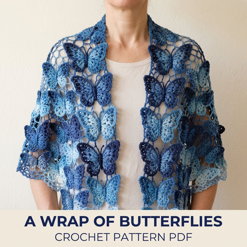 Butterfly Wrap Crochet Pattern PDF – Joined Lace Butterfly Shawl