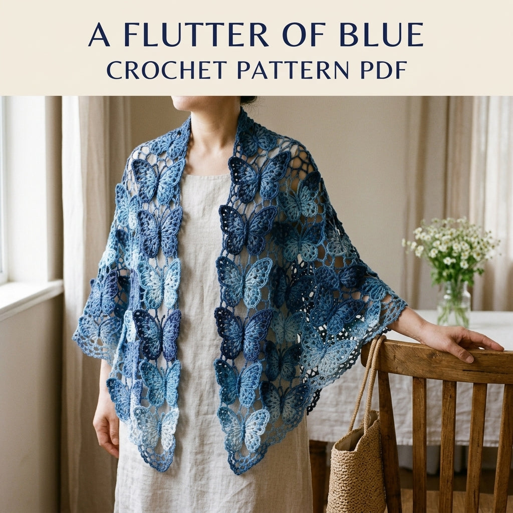 Butterfly Wrap Crochet Pattern PDF – Joined Lace Butterfly Shawl