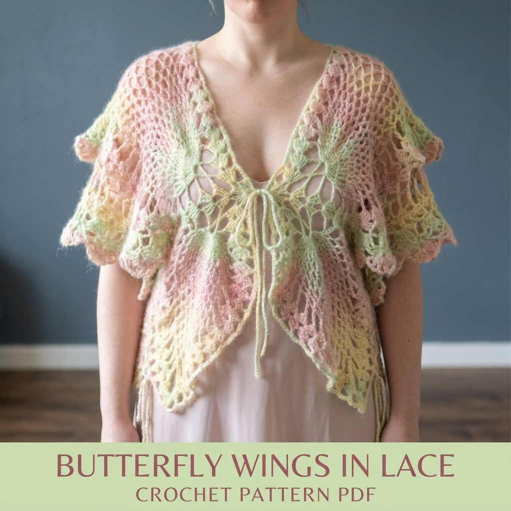 Butterfly Wing Shrug Crochet Pattern PDF – Pineapple Lace Shrug