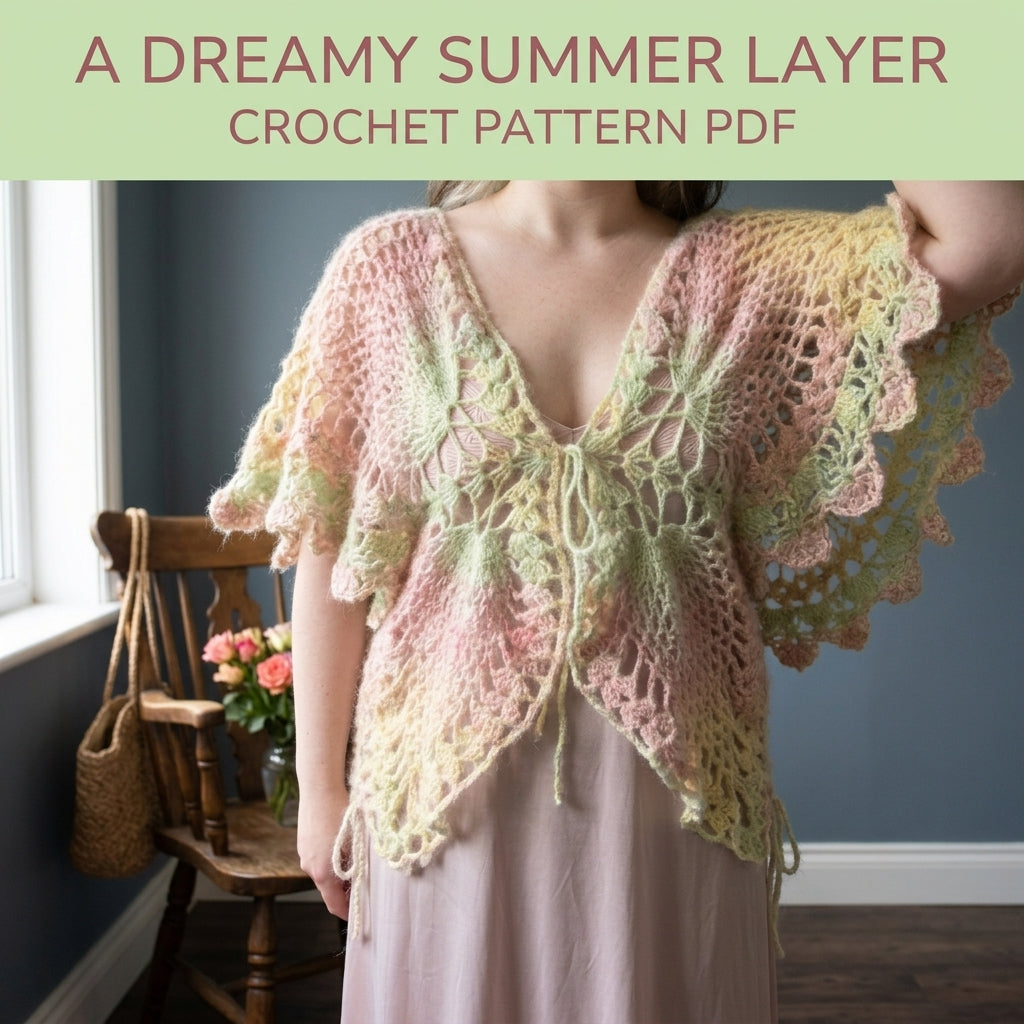 Butterfly Wing Shrug Crochet Pattern PDF – Pineapple Lace Shrug