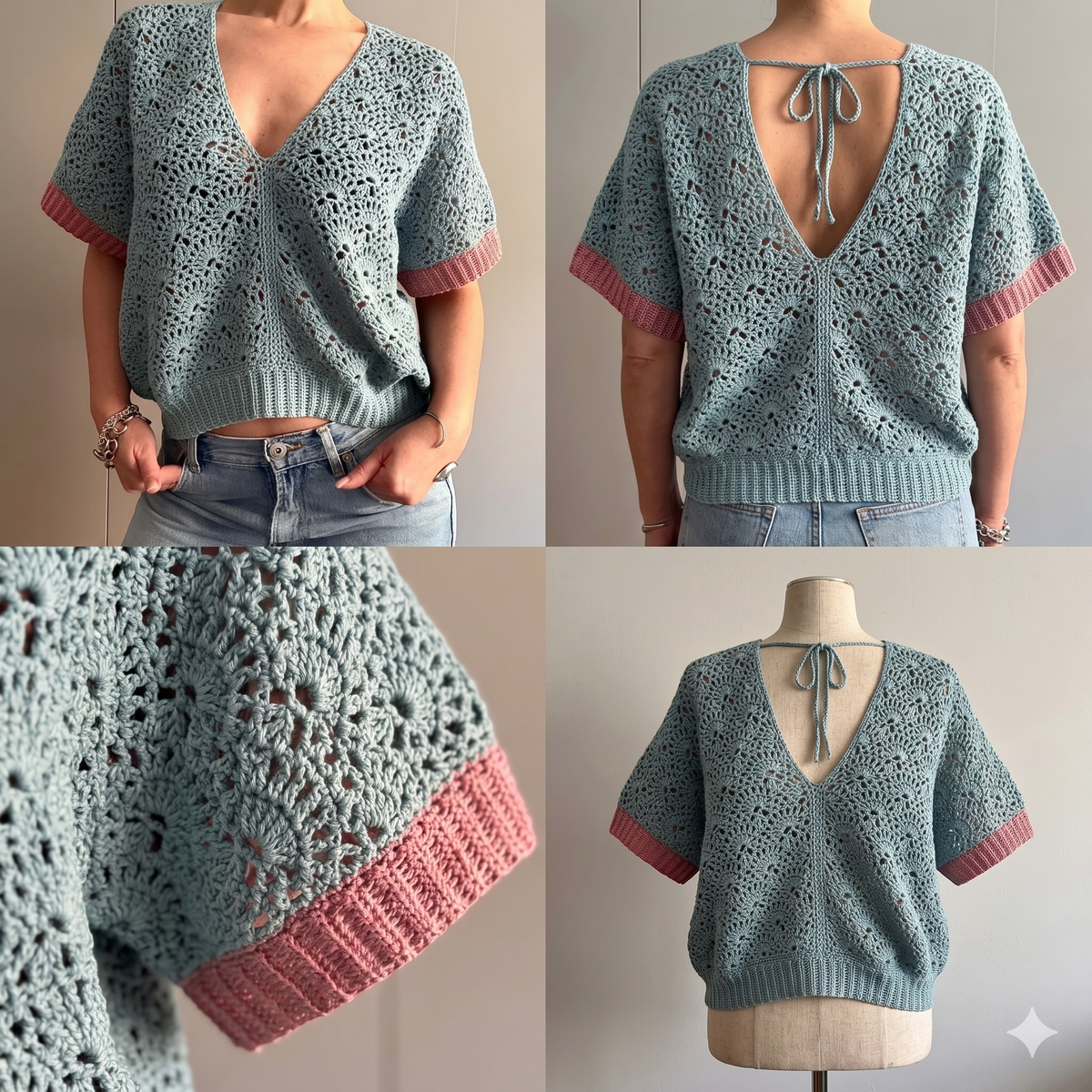 CROCHET PATTERN: Shelly Top | Granny Square Pullover & Cardigan | Easy Women's Crochet Tutorial