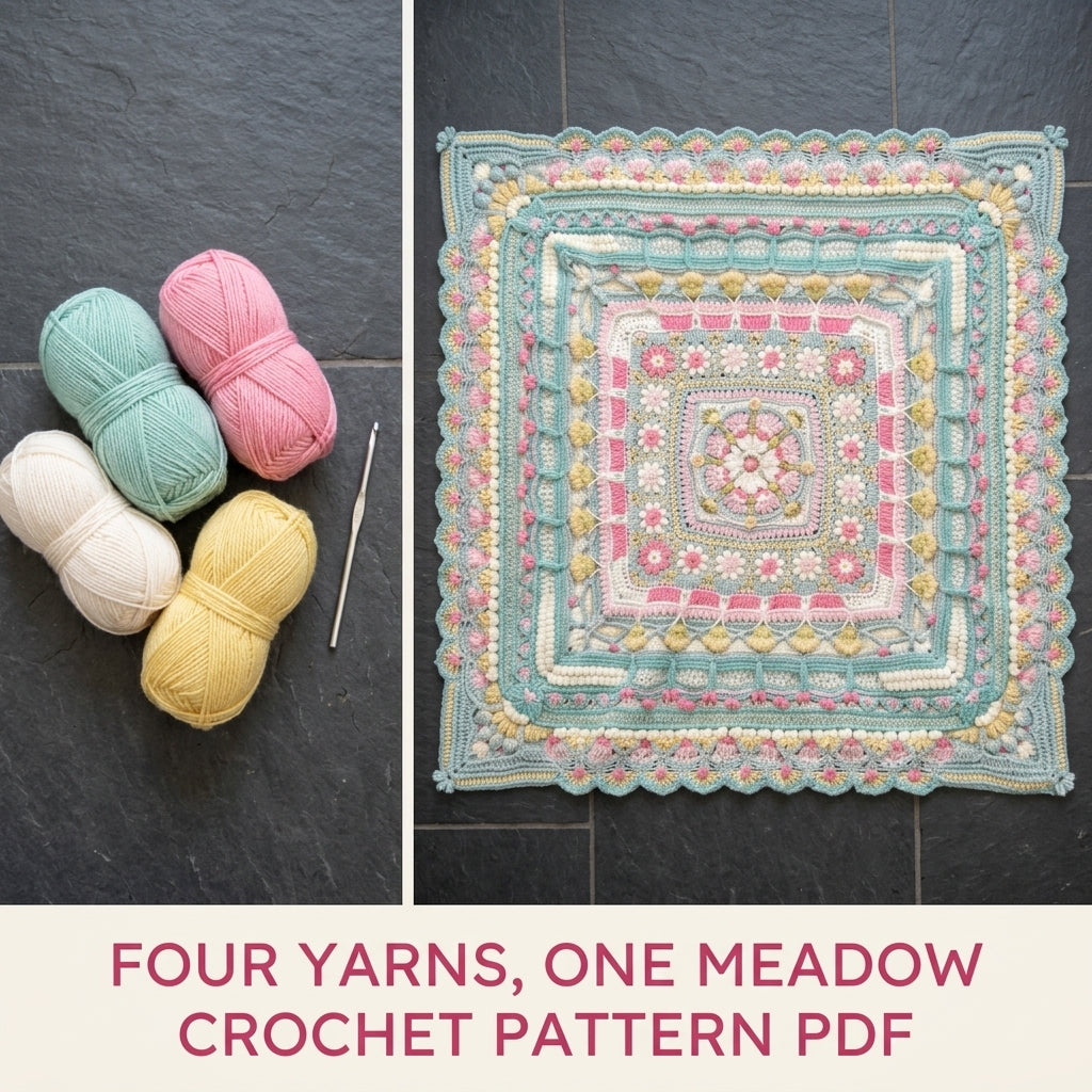 Mint Daisy Mandala Blanket Crochet Pattern PDF – Textured Daisy Square Throw