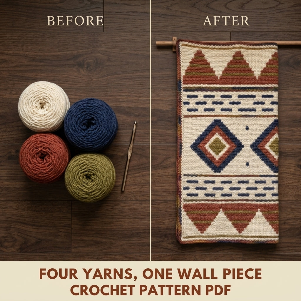 Pyramid Tapestry Crochet Pattern PDF – Geometric Crochet Wall Decor