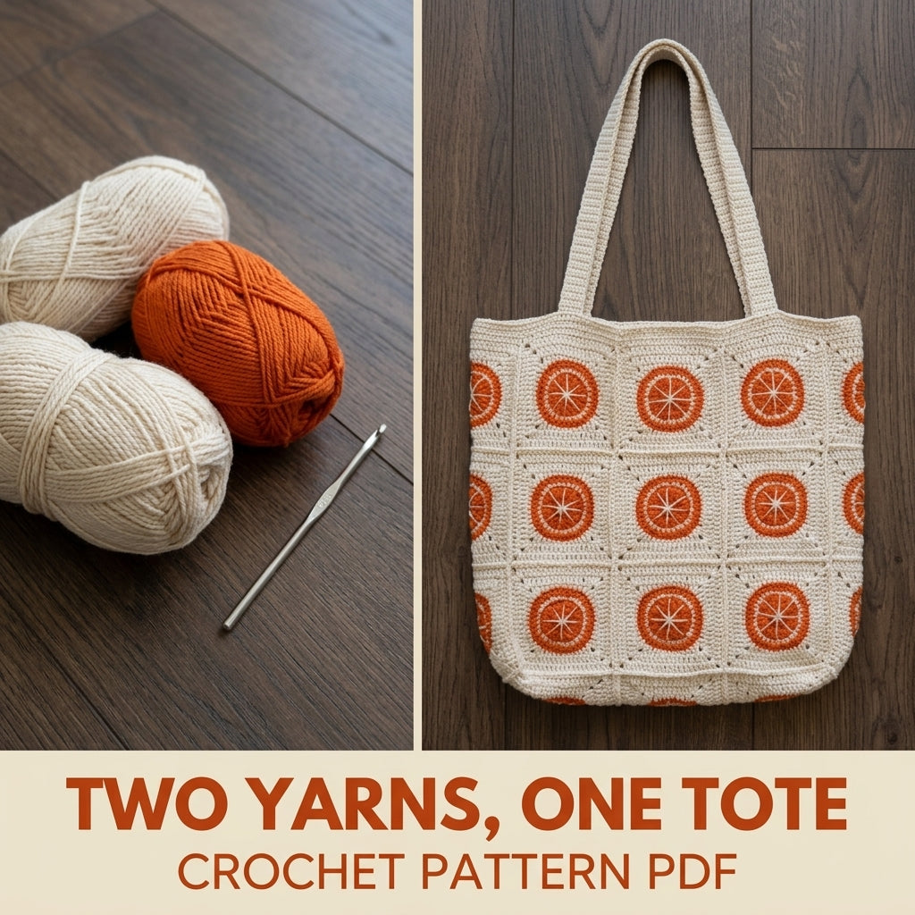 Orange Slice Granny Tote Bag Crochet Pattern PDF – Summer Fruit Market Bag