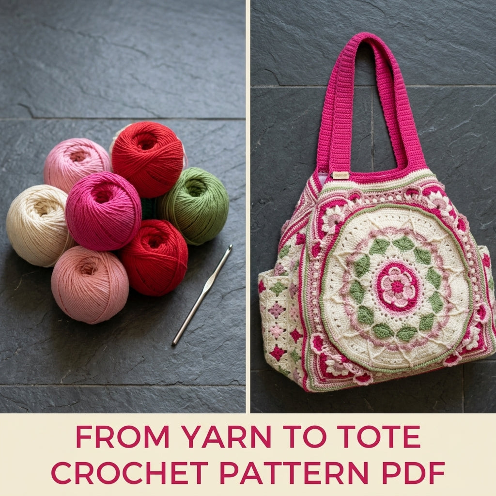 Mandala Medallion Tote Crochet Pattern PDF – Large Crochet Bag with Mandala