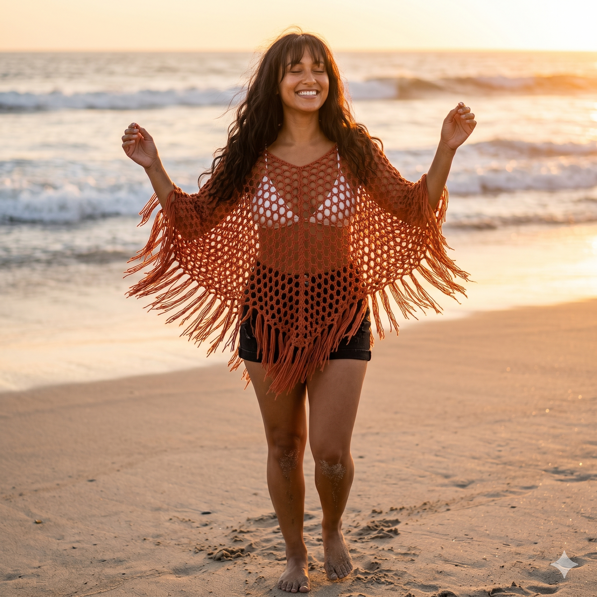 CROCHET PONCHO PATTERN digital download summer shawl poncho beach coverup tassels. Hippie. Boho