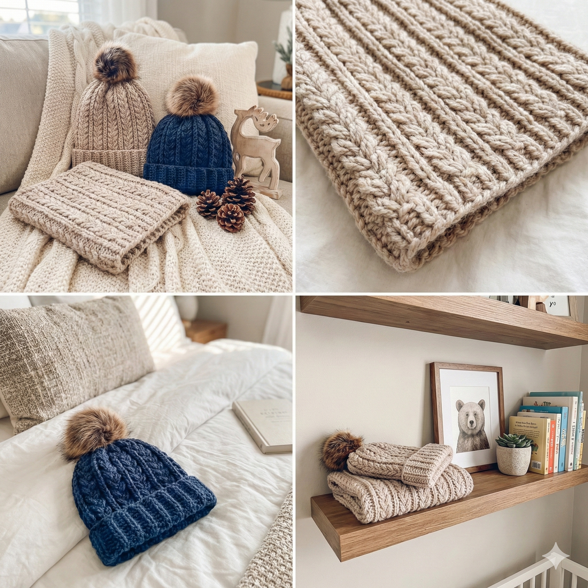 Crochet Hat Pattern, Instant Download. Winter Beanie in 8 Size Newborn to Adult Crochet Flat