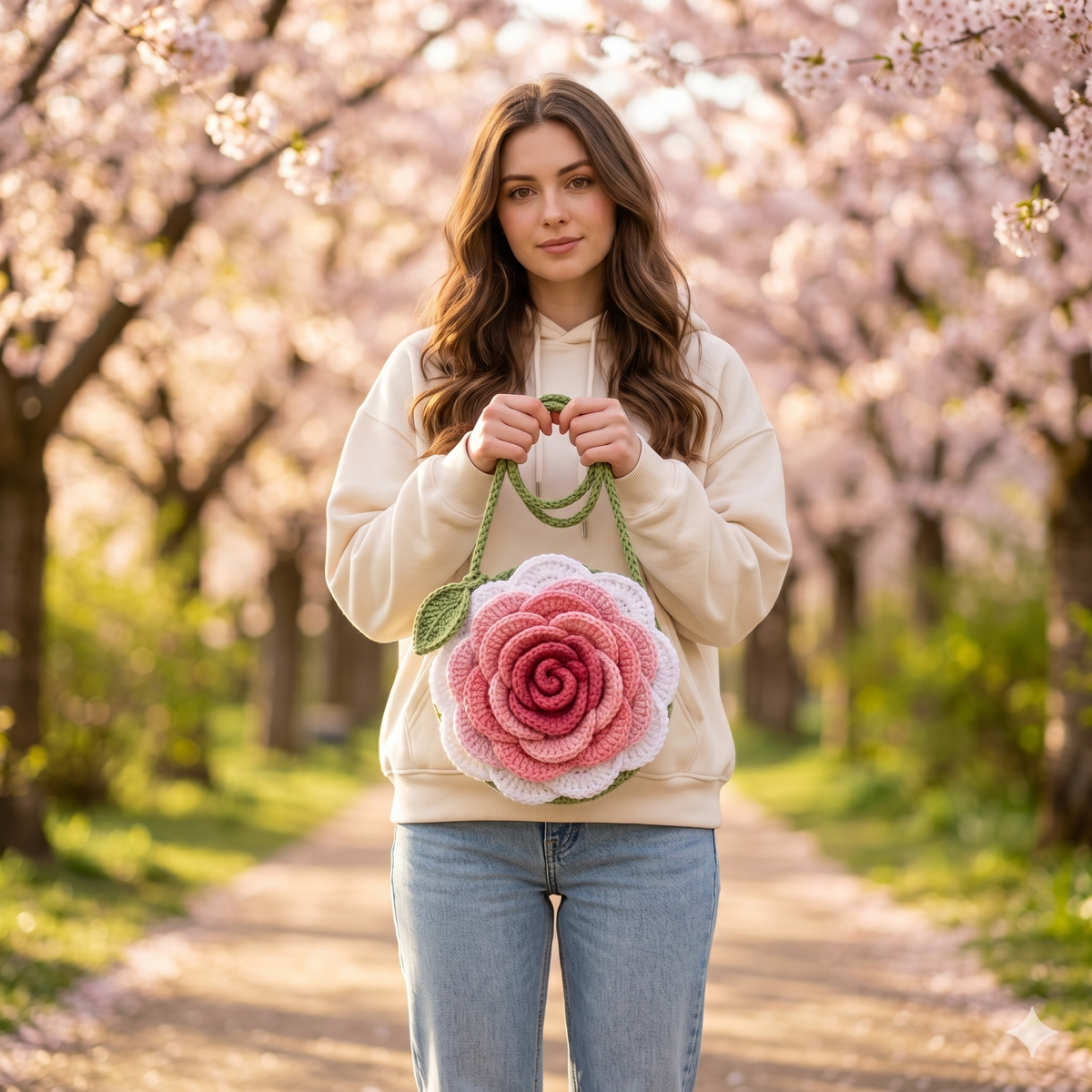 3D Blooming Rose Crochet Bag Pattern | Textured Floral Purse Tutorial (PDF Download)
