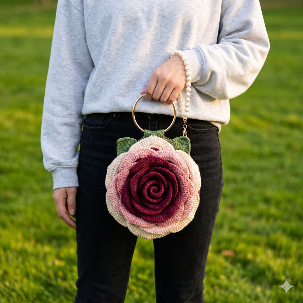 3D Blooming Rose Crochet Bag Pattern | Textured Floral Purse Tutorial (PDF Download)