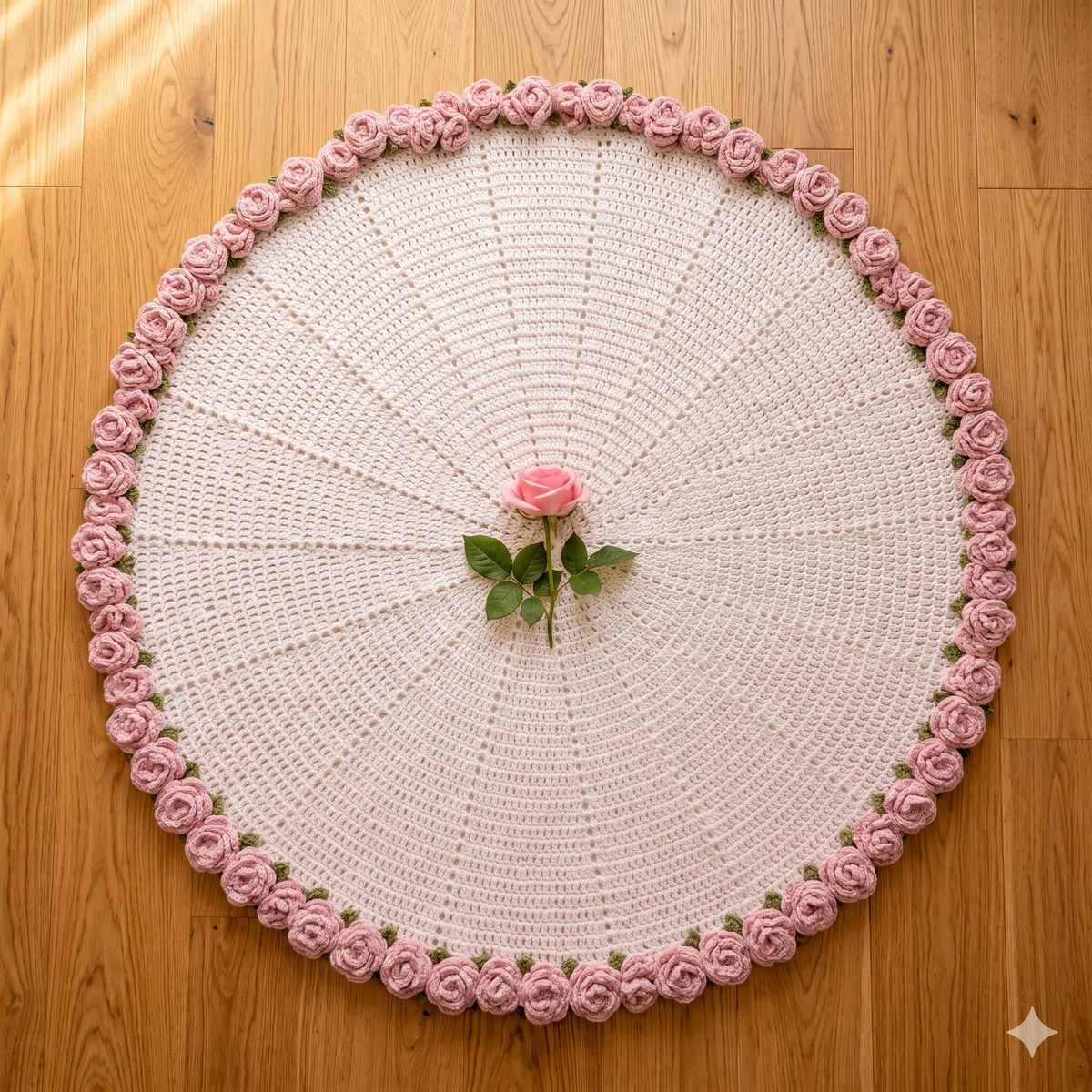 Crochet Rose Blanket Pattern, Flower Bouquet Blanket Crochet PDF, Aesthetic Round Blanket DIY, Rose Throw Pattern, Gift Idea Crochet