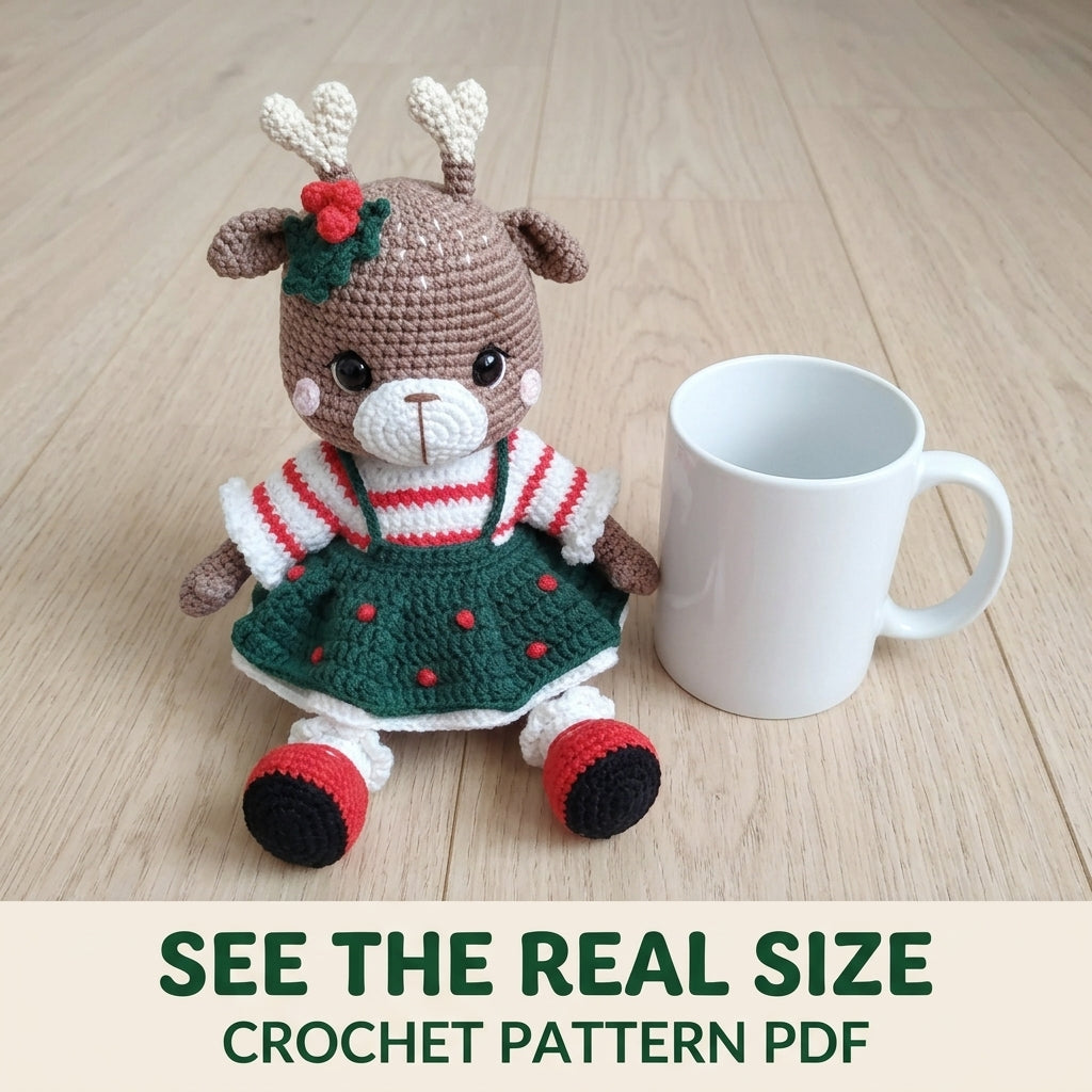 Reindeer Girl Amigurumi Doll Crochet Pattern PDF – Christmas Toy