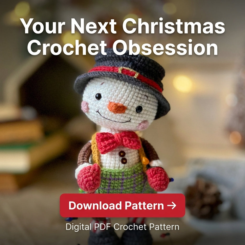 Snowman Amigurumi Crochet Pattern — Dressed Christmas Doll with Removable Hat, US Terms, PDF Download