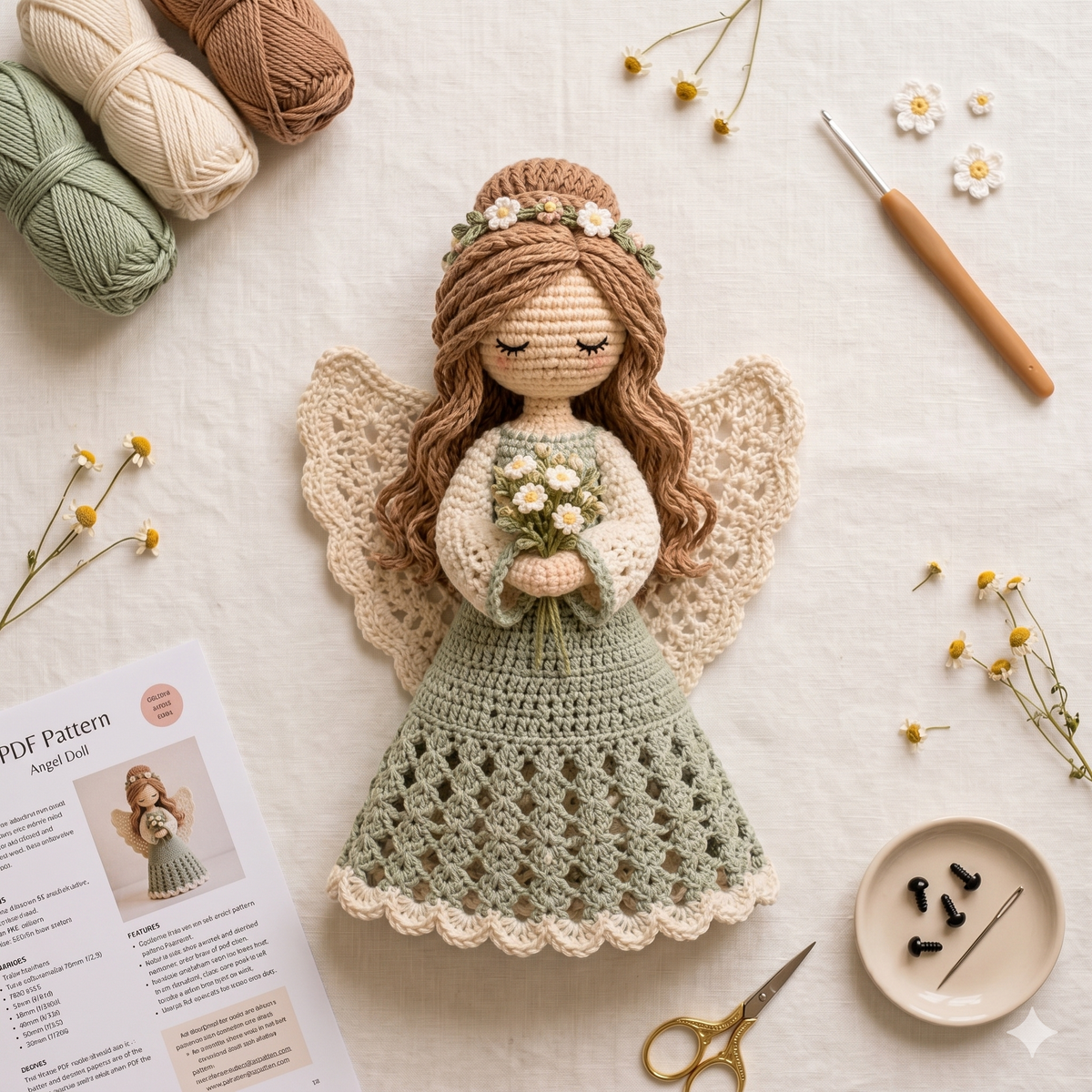 Crochet Angel Doll Pattern PDF | Amigurumi Handmade Soft Toy Tutorial (Digital Download)