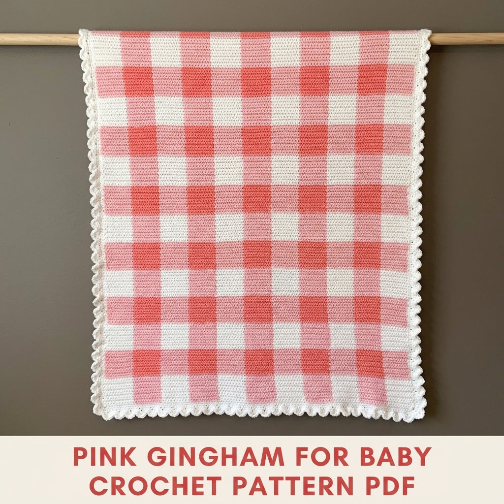 Pink Gingham Baby Blanket Crochet Pattern PDF – Crochet Gingham Afghan