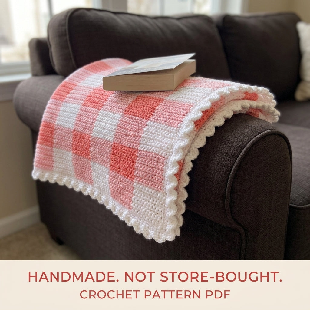 Pink Gingham Baby Blanket Crochet Pattern PDF – Crochet Gingham Afghan