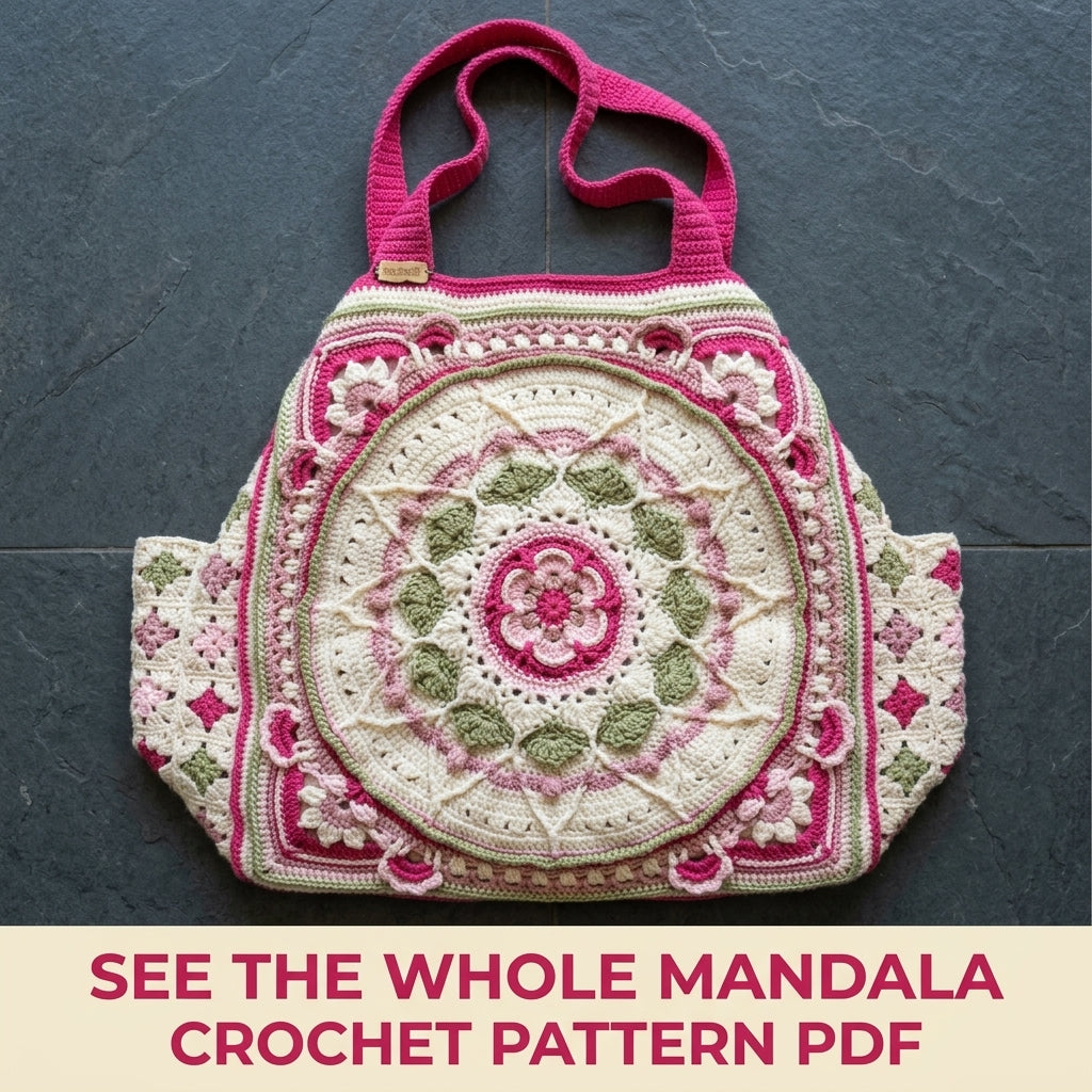 Mandala Medallion Tote Crochet Pattern PDF – Large Crochet Bag with Mandala