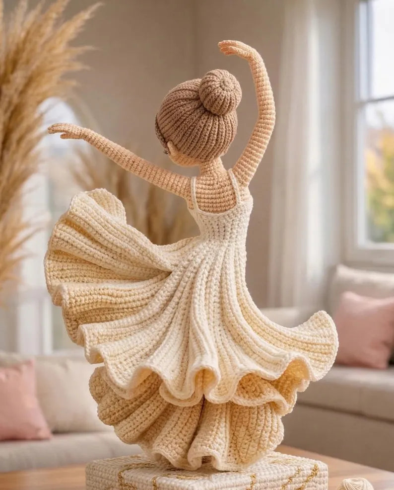 Ballet Dancer Crochet Pattern PDF, Ballerina Amigurumi Doll, Elegant Princess Doll, Ruffle Dress Crochet Tutorial
