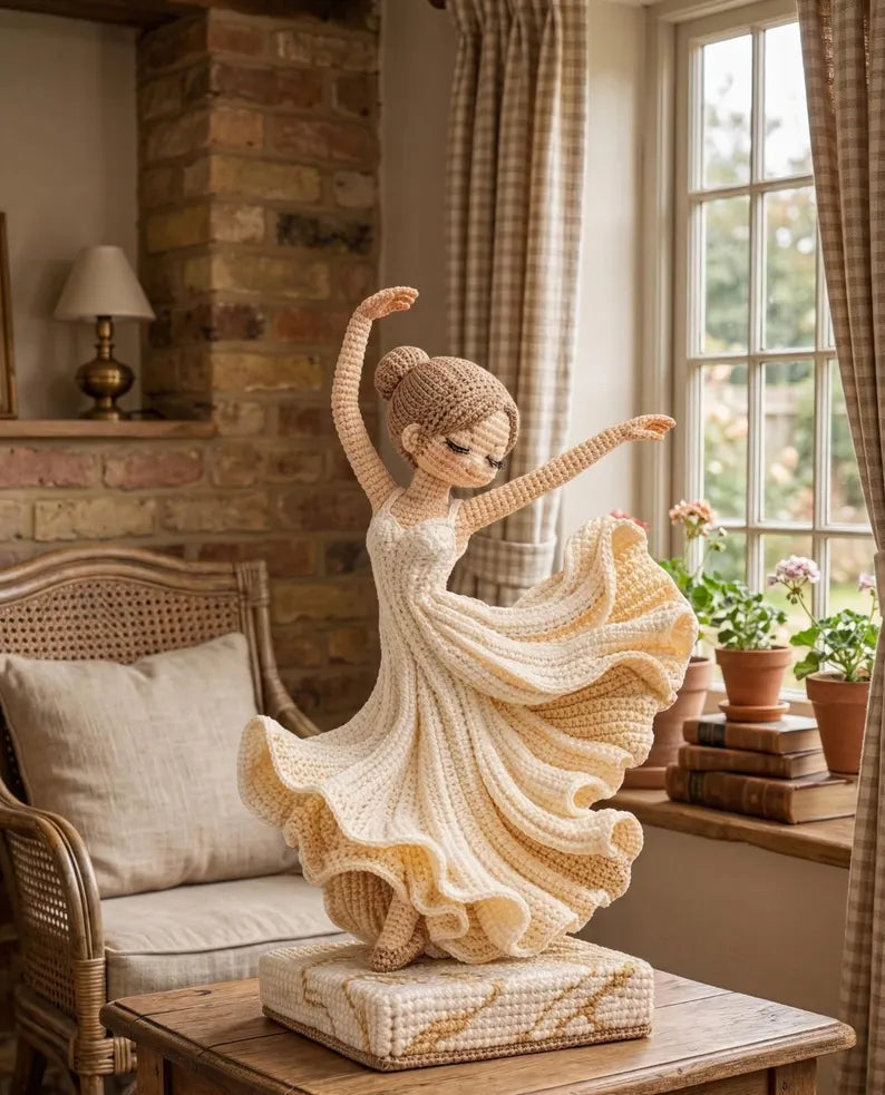 Ballet Dancer Crochet Pattern PDF, Ballerina Amigurumi Doll, Elegant Princess Doll, Ruffle Dress Crochet Tutorial