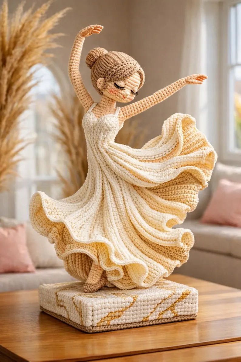 Ballet Dancer Crochet Pattern PDF, Ballerina Amigurumi Doll, Elegant Princess Doll, Ruffle Dress Crochet Tutorial