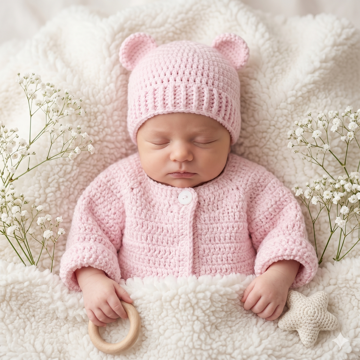 CROCHET PATTERN: Baby Cardigan & Teddy Bear Hat Set | Newborn Sweater Pattern | PDF Instant Download