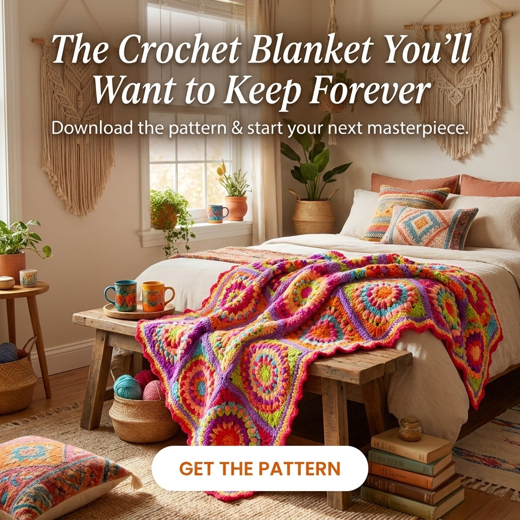 Neon Rainbow Puff Granny Square Blanket Crochet Pattern