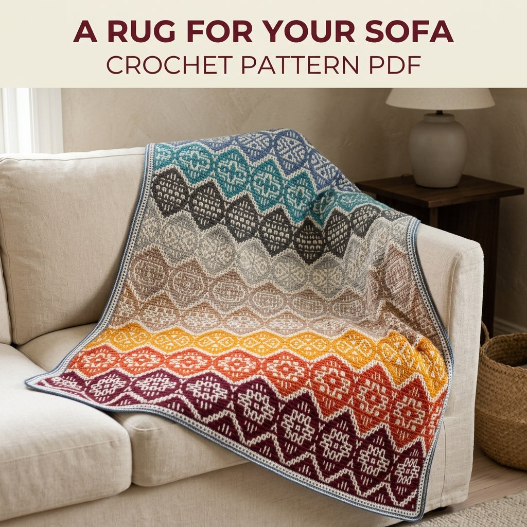 Gradient Mosaic Diamond Blanket Crochet Pattern PDF – Colour Band Mosaic Throw