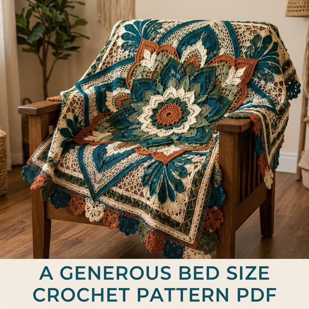 Mandala Lace Bedspread Crochet Pattern PDF – Heirloom Lace Coverlet