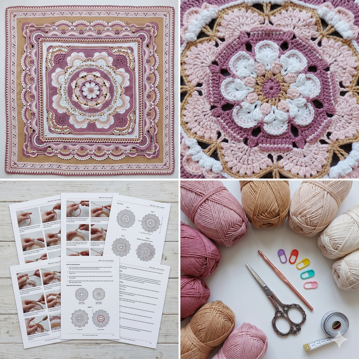 Blooming Joy Crochet Blanket Pattern: Vintage Vibe Photo Tutorial (PDF)
