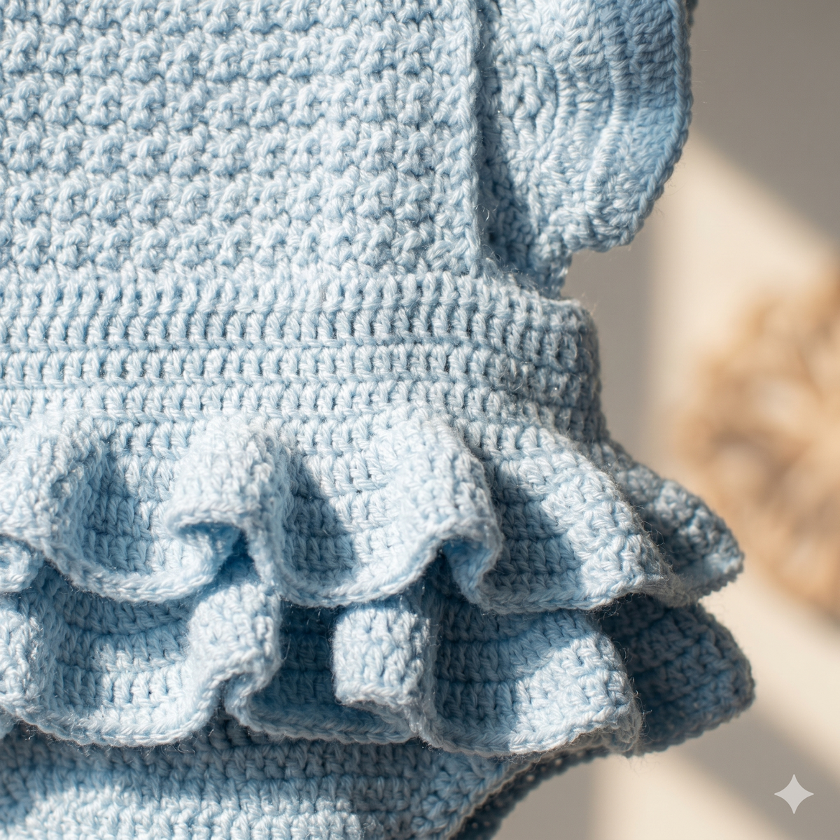 Blue Ruffle Baby Romper Crochet Pattern | Vintage Sunsuit (0-6 Months) (PDF Pattern)