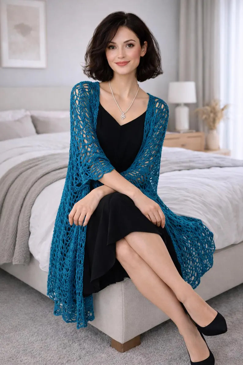 Boho Lace Duster Crochet Cardigan Pattern – Sun-Kissed Elegant Design (PDF Download)