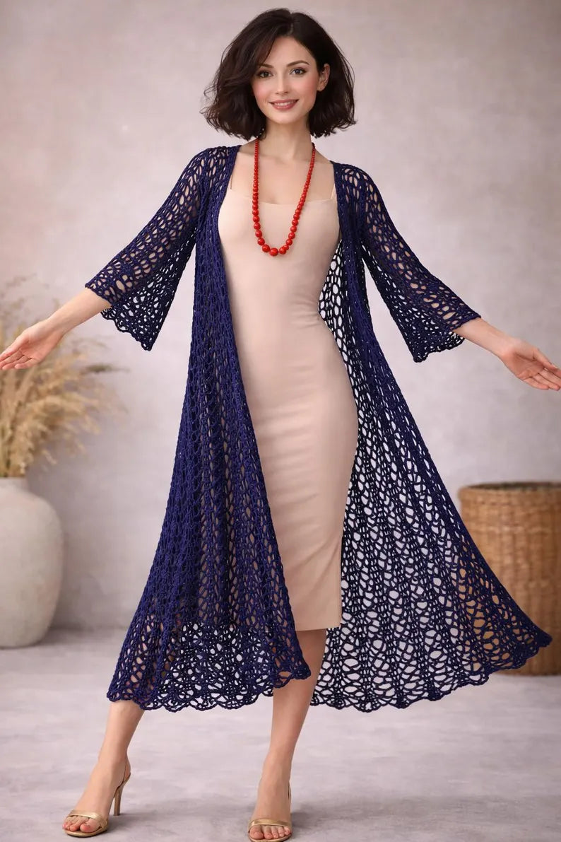 Boho Lace Duster Crochet Cardigan Pattern – Sun-Kissed Elegant Design (PDF Download)