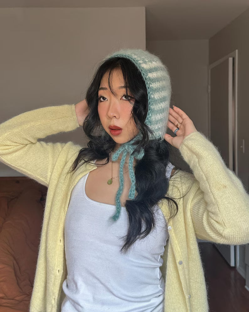 Crochet Bow Bonnet Hood Scarf Pattern