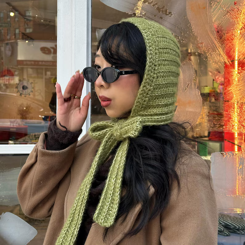 Crochet Bow Bonnet Hood Scarf Pattern