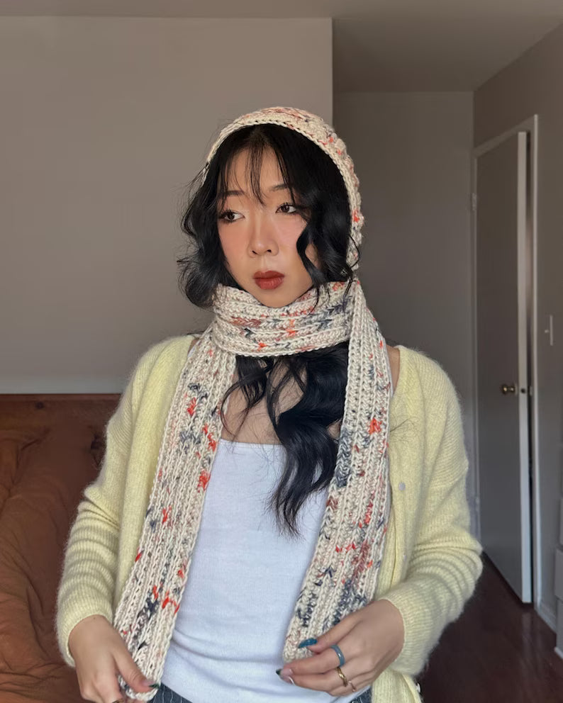 Crochet Bow Bonnet Hood Scarf Pattern