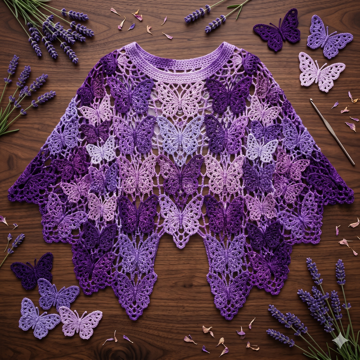 Butterfly Crochet Poncho Pattern PDF | Lace Poncho Crochet Sports Top/Cardigan Pattern Join As You Go Motif Poncho Beginner Friendly